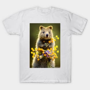 Cute quokka with Australian wild flowers v2 T-Shirt